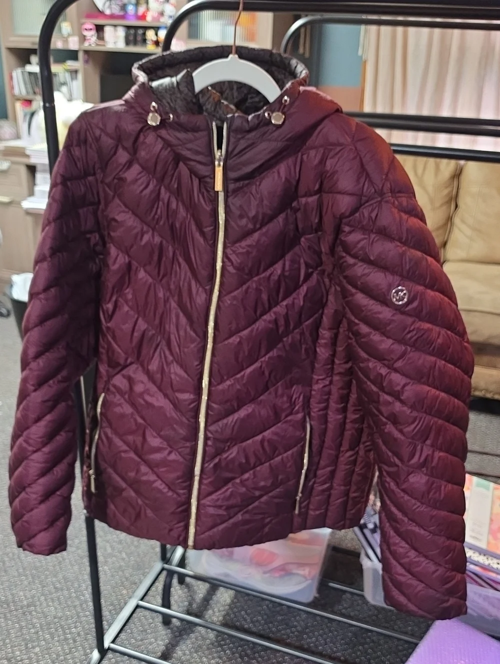 Michael Kors Women's Quilted Hooded Puffer Jacket - Burgundy